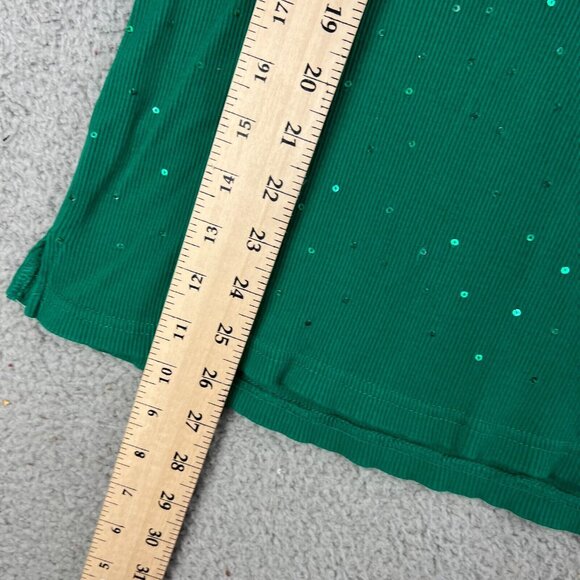 Quacker Factory Womens Size Small Sweater Green Rhinestones - Picture 3 of 6